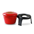 Mini-rotes Emaille-Gusseisen-Fondue-Set